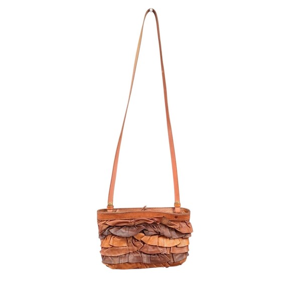 Vintage Lucky Brand Crossbody Purse Soft Leather Ruffle Accents - Picture 1 of 7
